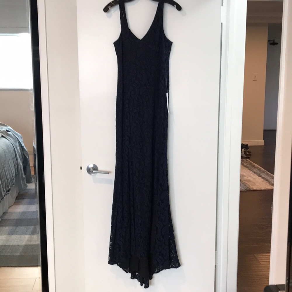 BCBGeneration Navy Blue Lace Formal Dress